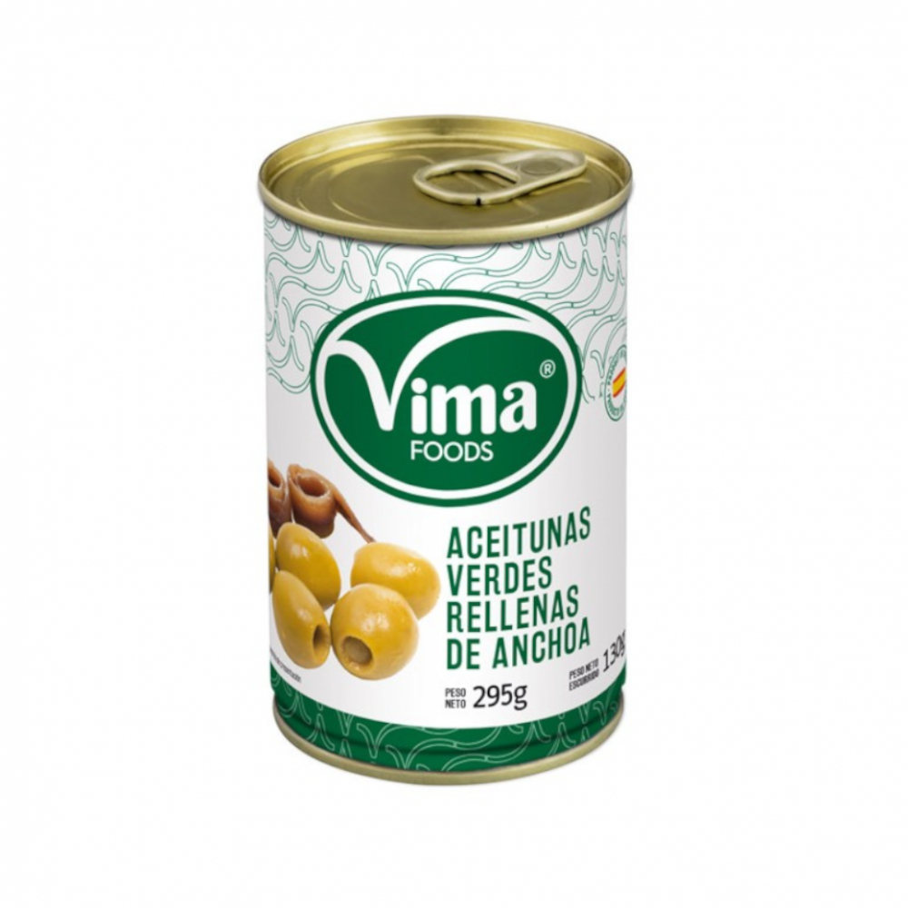 Aceitunas Verdes Rellenas De Anchoa Vima Foods G Oz