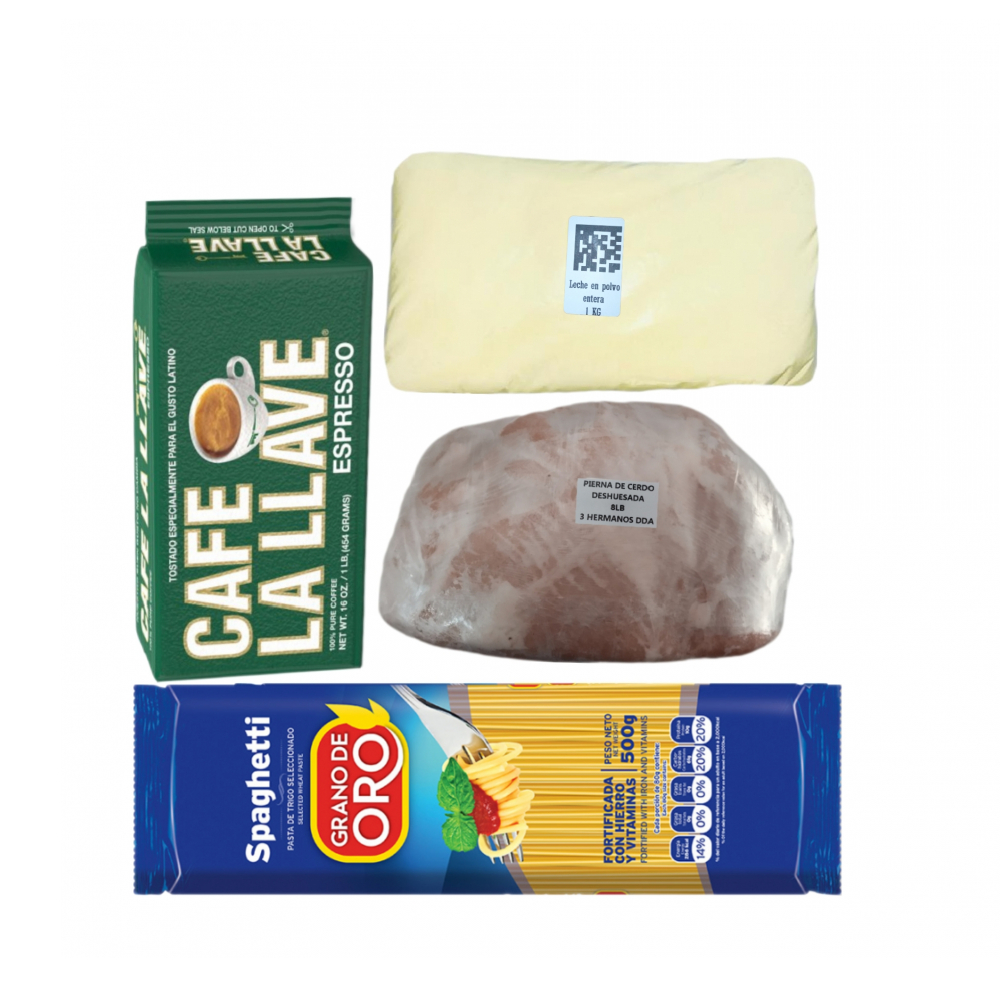 Combo Café La Llave Spaguetis Grano de Oro Leche en polvo Pierna