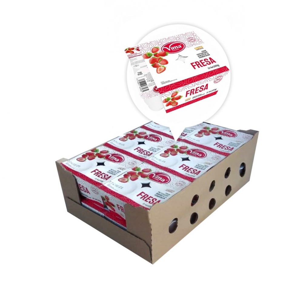 Caja De Yogurt De Fresa Sin Frio Vima 48 X 100 G 3 52 Oz