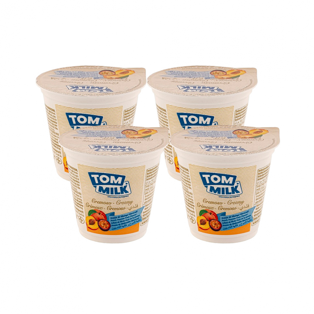 Yogur pasteurizado sabor a melocotón y maracuyá Tom Milk 4 x 125 g 4