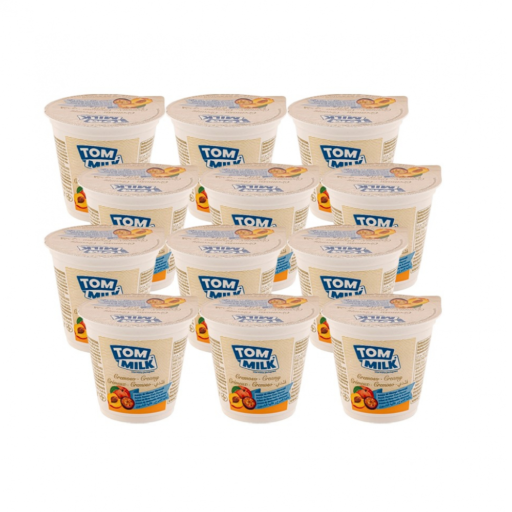 Yogur pasteurizado sabor a melocotón y maracuyá Tom Milk 12 x 125 g