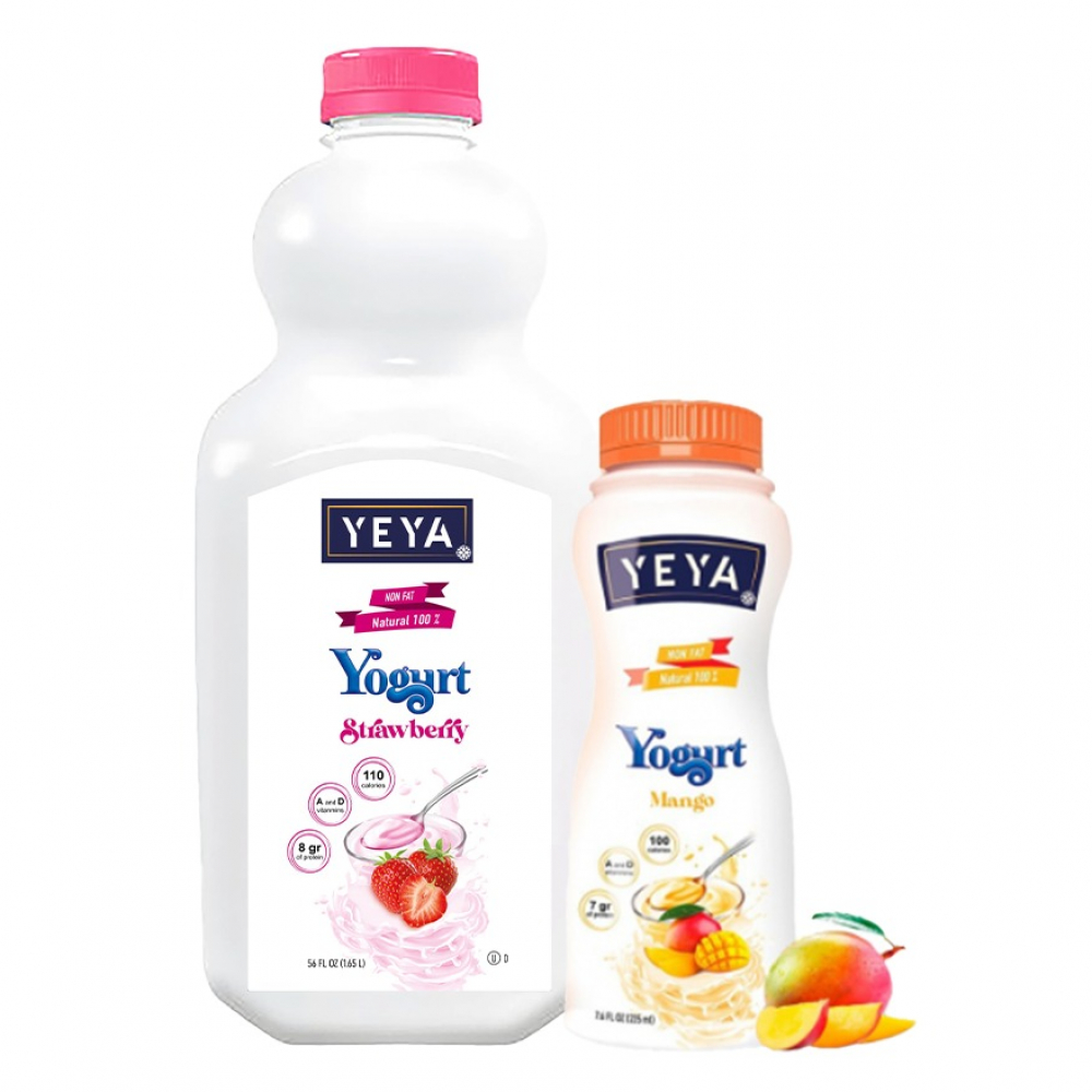 Combo Yogurt Pasteurizado Sin Grasa Natural Sabor Fresa Mango