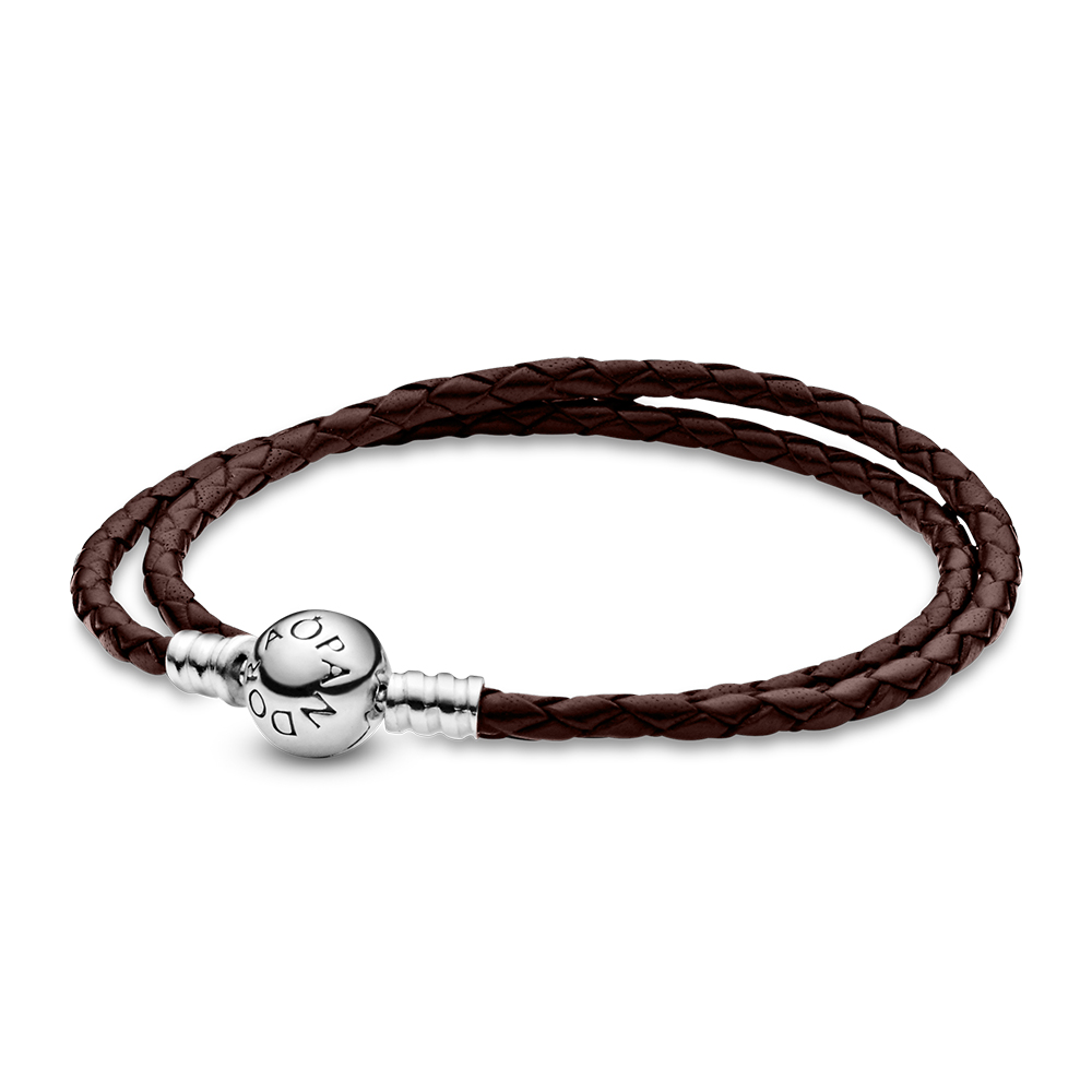 Ideally like that wolf Style Design Pandora classic closure brown leather doble braiding Bracelet (17  cm) 