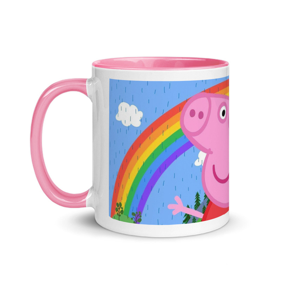 Ceramic white and pink mug with printed design theme Pepa Pig