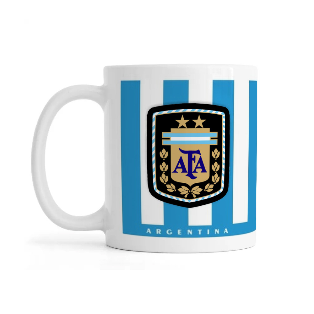 Ceramic white mug with printed logo Argentina national football team