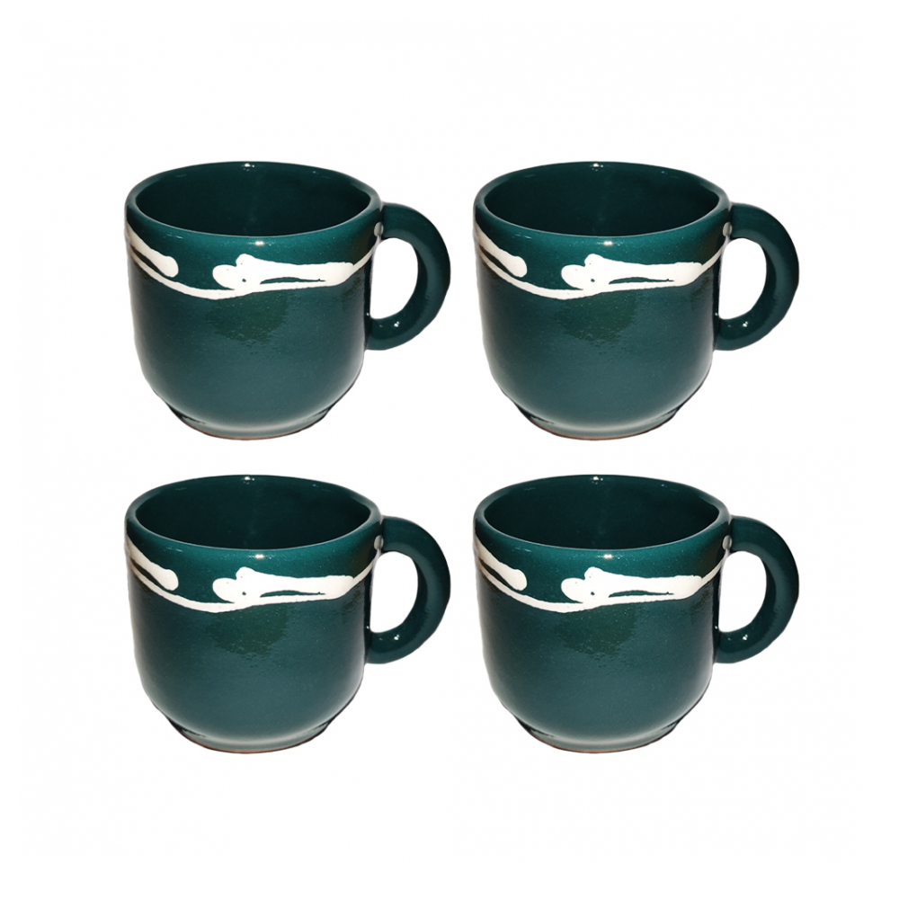 Mountains Ceramic Mug, Green Handmade Cup, 500ml Cream Mugs
