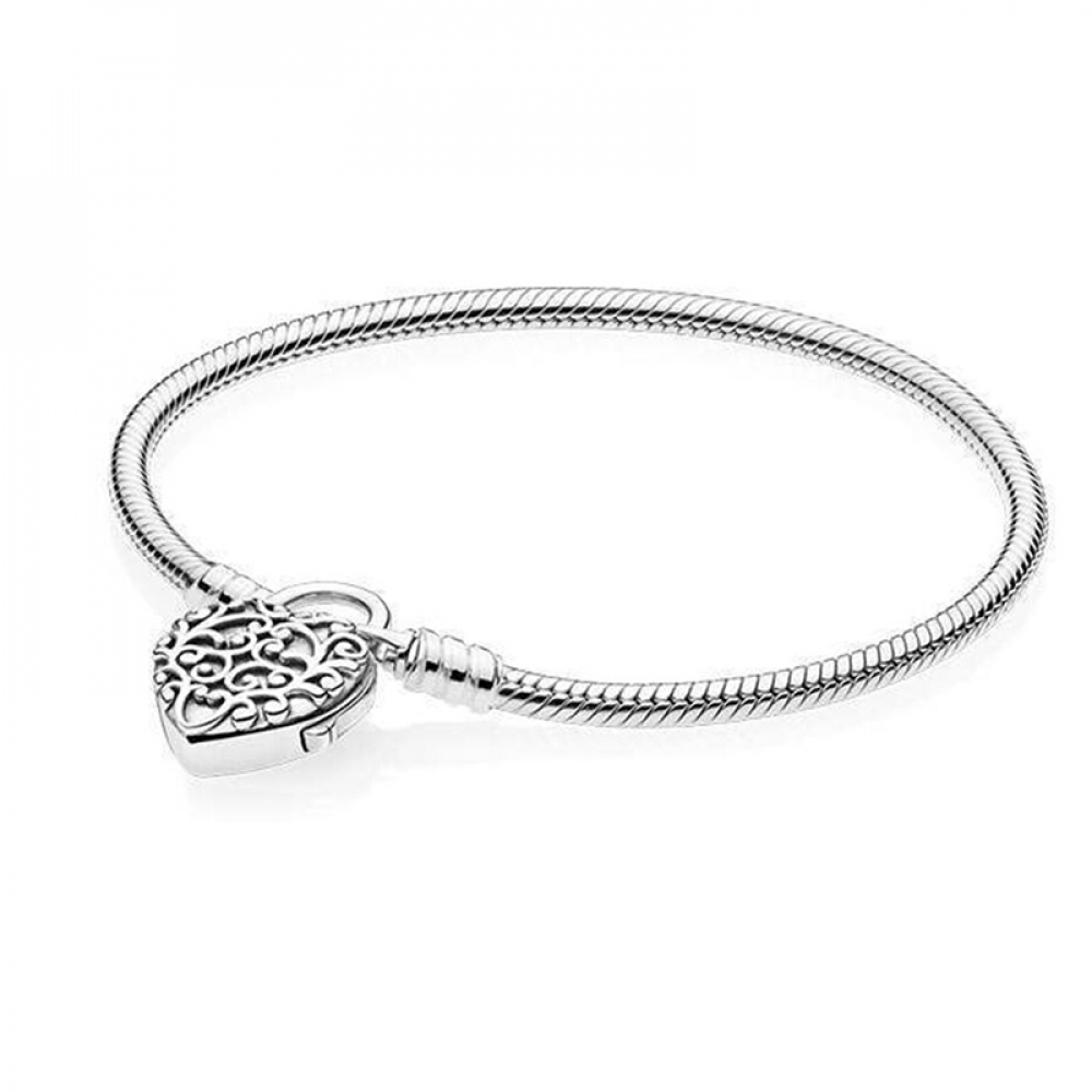 Style Pandora snake chain heart padlock charm Silver Bracelet -17 cm- | Online Supermarket. Items from Panama and Miami to Cuba