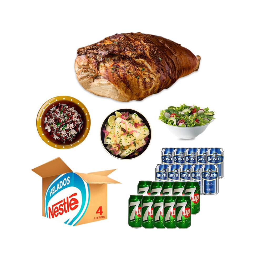 Pierna de cerdo asada + guarniciones + cerveza + refresco + helado (20  personas) | Supermarket 23 es una Tienda para envíos y Compras de  alimentos, electrodomésticos, regalos,etc. Pagos con tarjetas de crédito.