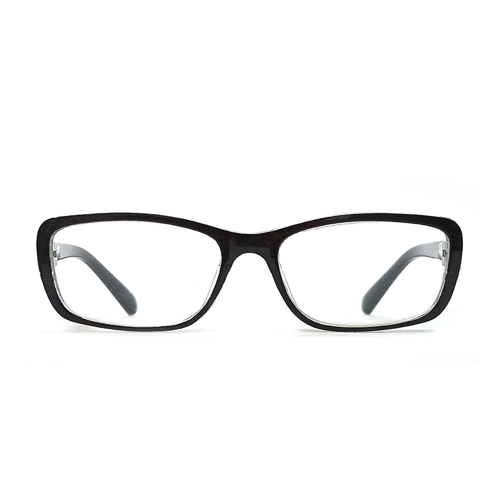 Rectangular prescription glasses black-transparent (Diopters: +4.00)