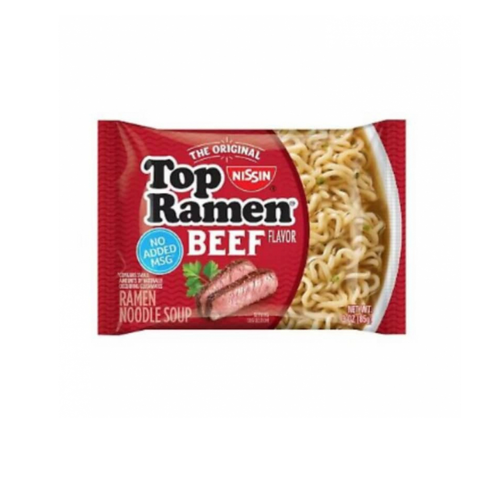 Nissin Top Ramen Beef Flavor Ramen Noodle Soup - Shop Soups & Chili at H-E-B