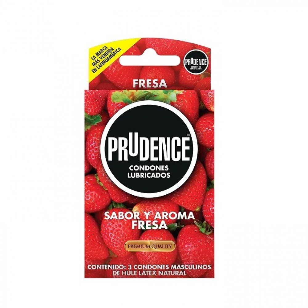 Prudence strawberry flavor and aroma natural latex rubber condoms (3 U)