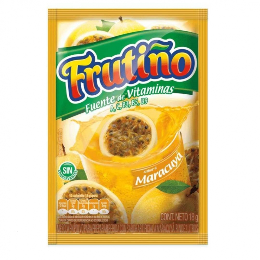Frutiño powder to prepare passion fruit flavored drink (18 g