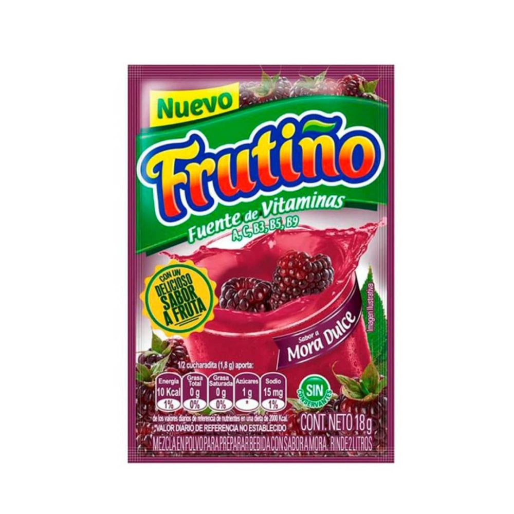 Frutiño powder to prepare sweet blackberry flavored drink (18 g) |