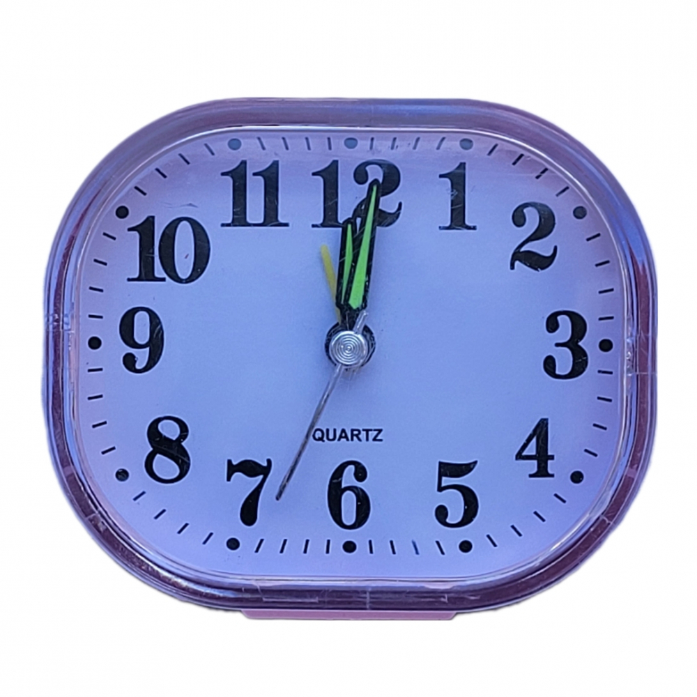 Reloj despertador analógico de mesa color rosado