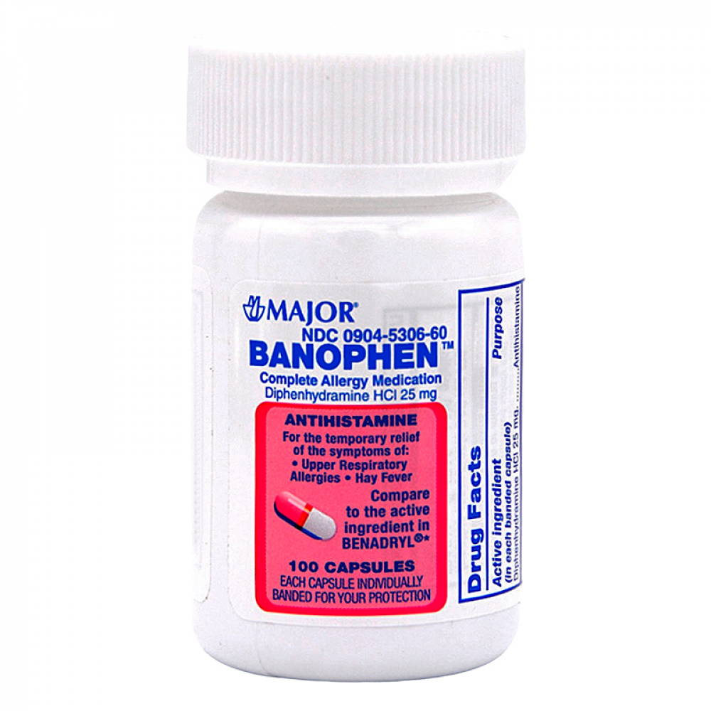 Banophen. Difenhidramina HCl 25 mg (100 cápsulas) | Supermarket 23 es ...