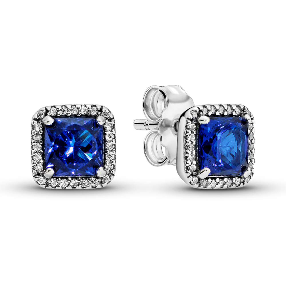 Pandora blue outlet square earrings