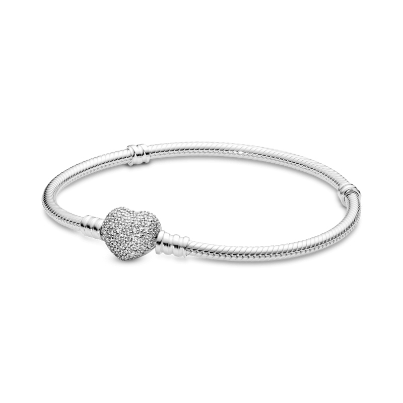 campagne herder passend Style Design Pandora Sparkling Heart Clasp Snake Chain Silver Bracelet (19  cm) | Online Agency to Buy and Send Food, Meat, Packages, Gift