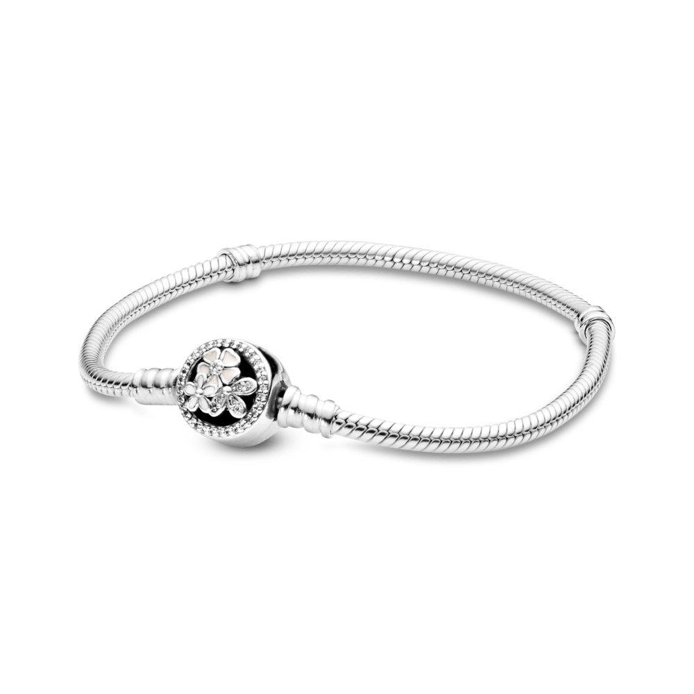 bestellen Gemarkeerd verjaardag Style Pandora Flower detail Brooch Snake Chain Silver Bracelet (17 cm) |  Online Agency to Buy and Send Food, Meat, Packages, Gift